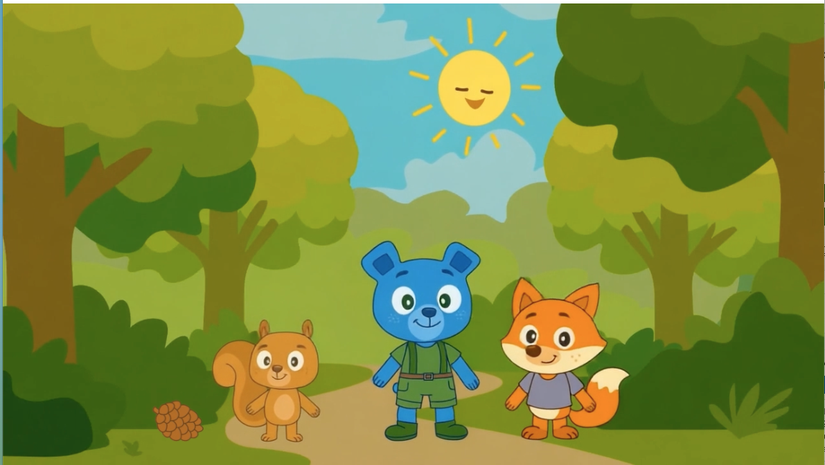 Halla Nalle, orava ja kettu yhdessä